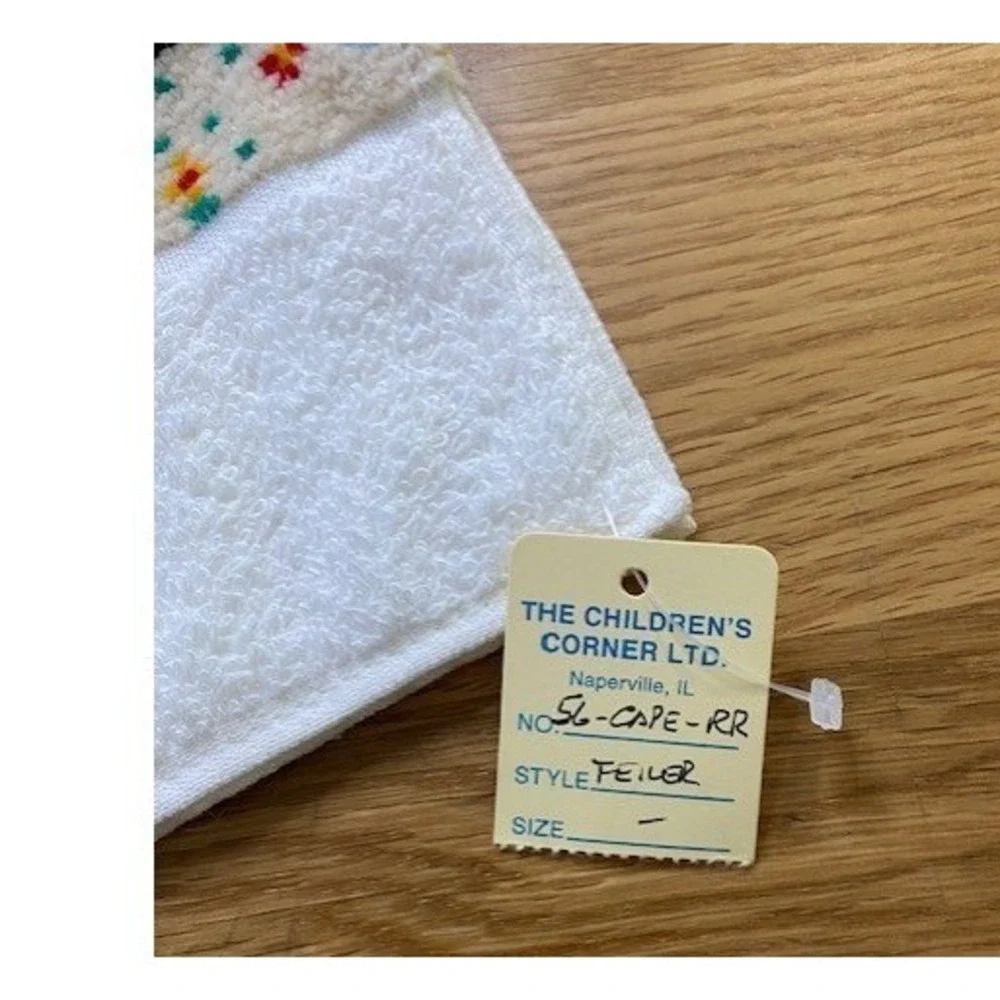 Vtg NOS Feiler Kids Hooded Bath Towel Train Chenille Made in Germany Drawstring